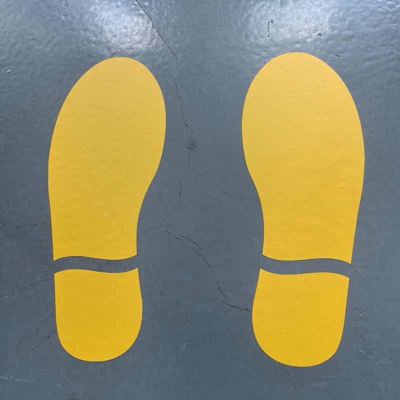 CAOCAOOO 20 Pairs 40 Prints Shoe Stickers 7 Inch Footprints Floor Decals Stickers Feet Distance Floor Sign Party Decor Guide (Yellow) - Image 3